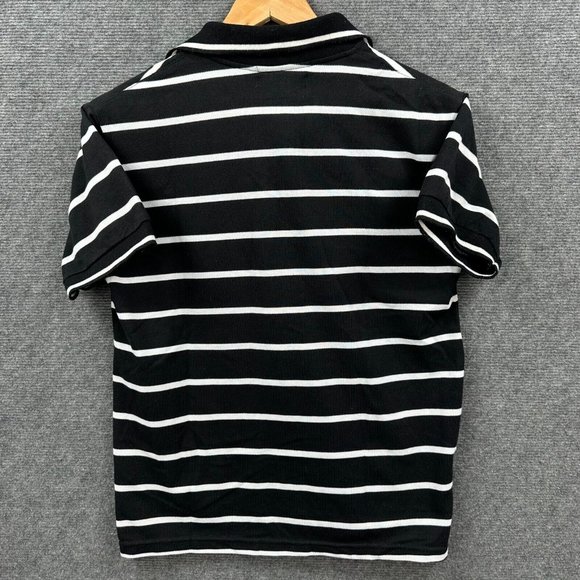 Abercrombie & Fitch Shirt Mens Medium Black White Striped Casual Polo Designer - Picture 9 of 14